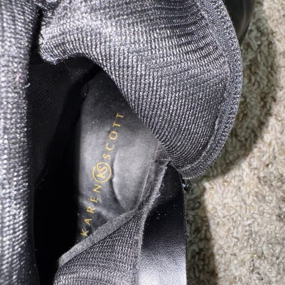 Karen Scott Women's Edenn Buckled Riding Boots, Black Cognac Size 5.5 Gold - Picture 11 of 11